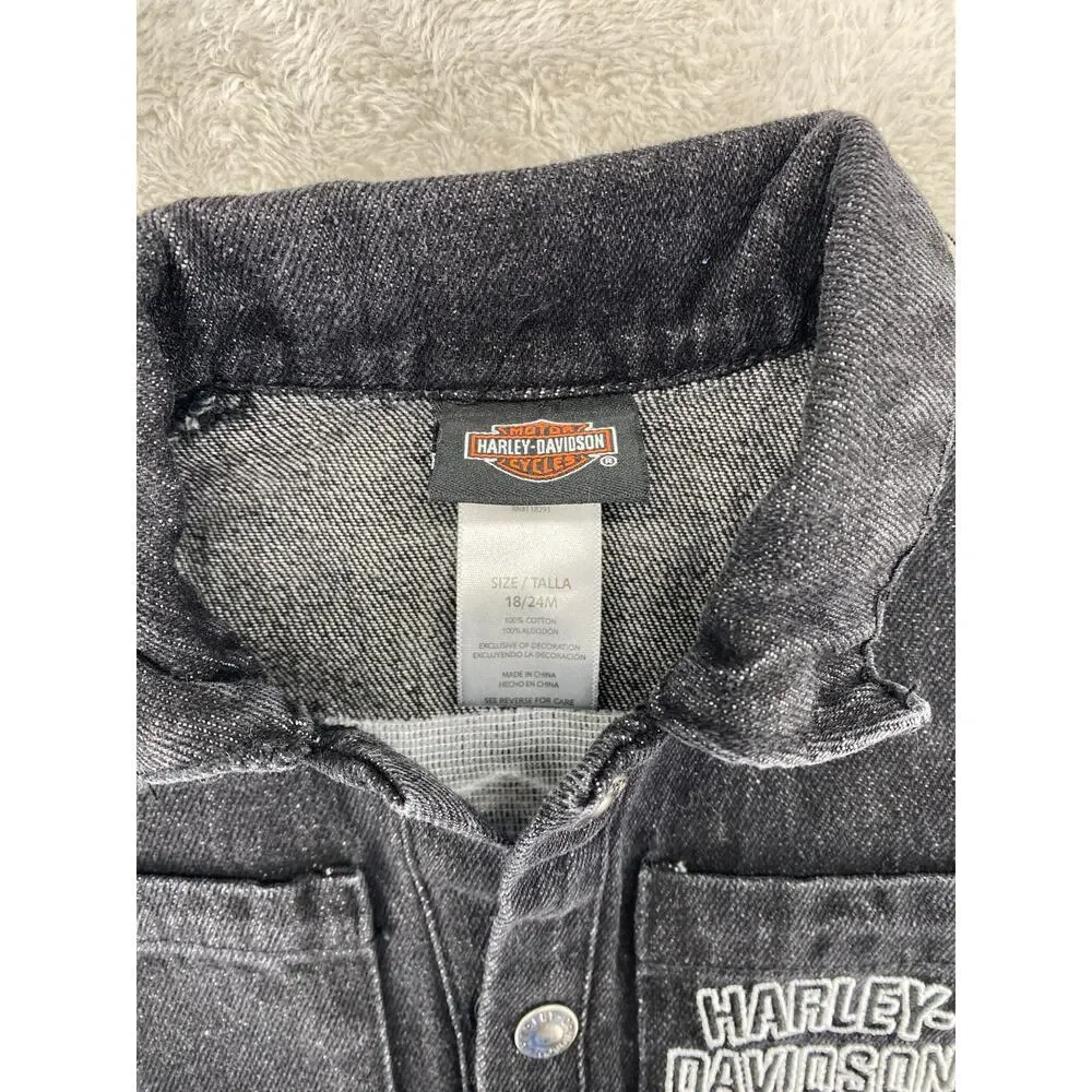 Harley-Davidson Infant Denim Coverall Romper 18-24M One Piece NWT